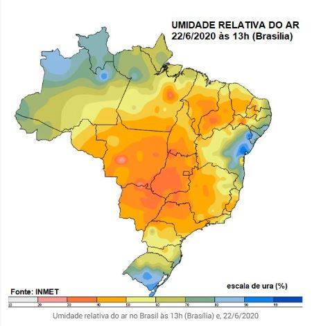 Mapa umidade relativa do ar - Inmet/Climatempo 2306