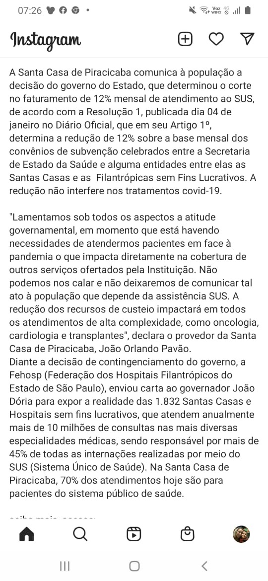 corte do SUS