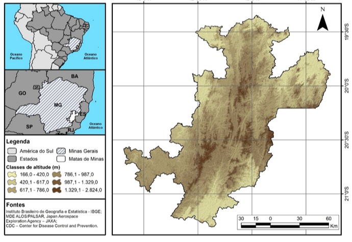 Localização da região das Matas de Minas