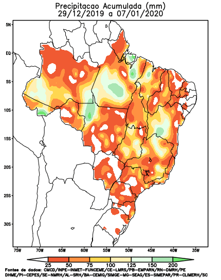 Chuvas acumuladas - Inmet