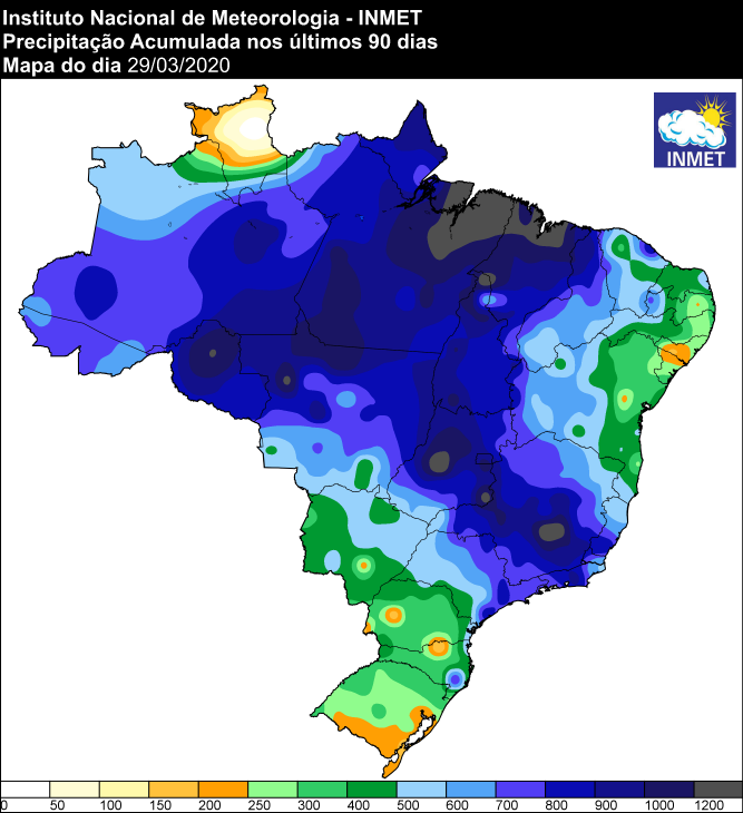 Chuvas útimos 90 dias - Inmet - 30/03
