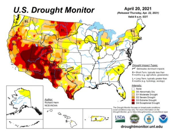 Drought Monitor - 22/04/2021 - EUA