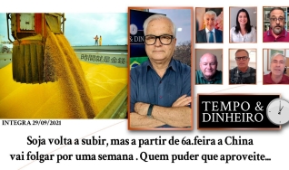 Soja em alta, mas a partir de 6a feira a China vai folgar por uma semana. Quem puder que aproveite.