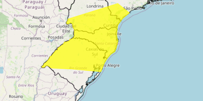Região Sul do Brasil volta a ter alerta amarelo para tempestade durante esta semana