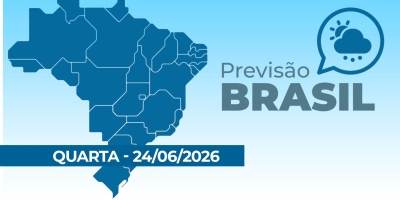 Previsão do tempo para esta quarta-feira 24-06-2026, em todo o Brasil