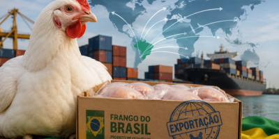 Brasil amplia produção e lidera exportações no mercado global que atinge 107,393 milhões de toneladas de frango