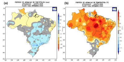 Inmet: previsão para setembro é de chuva acima da média no Sul e Sudeste e abaixo do normal no Norte e Nordeste