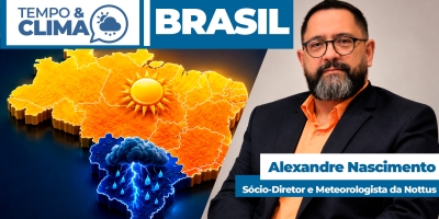Veranico ganha força no interior do Brasil, chuva intensa e risco de temporais avançam pelo Sul.