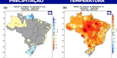 Inmet prevê chuva acima da média no Sul e temperaturas elevadas em grande parte do Brasil durante julho