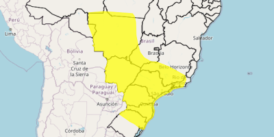 Inmet alerta para tempestades em áreas do Sul, Sudeste e Centro-Oeste