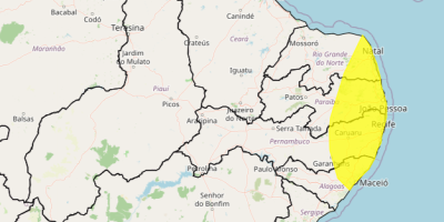 Inmet alerta para chuvas em áreas de Pernambuco, Paraíba, Rio Grande do Norte e Alagoas