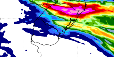 Acumulados de chuva que podem superar 150 mm até segunda-feira na Região Sul