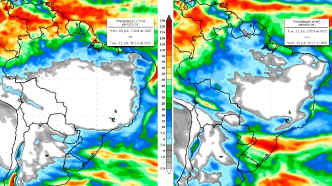 Clima seco, umidade baixa e temperaturas em elevação marcam a previsão do tempo para essa semana em grande parte do país