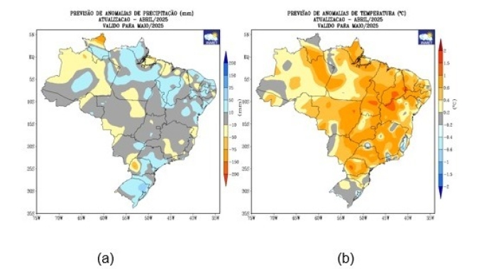 Previsão de chuvas do Inmet para maio indica volumes próximos ou abaixo da média no Brasil Central