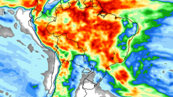 2ª quinzena de janeiro promete ser de chuvas de mais de 200 mm na maior parte do BR; umidade já impacta colheita da soja