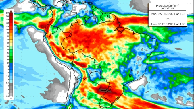 Dois sistemas diferentes provocam muita chuva no Sul do Brasil ao longo dessa semana; RS terá bons volumes em todo estado