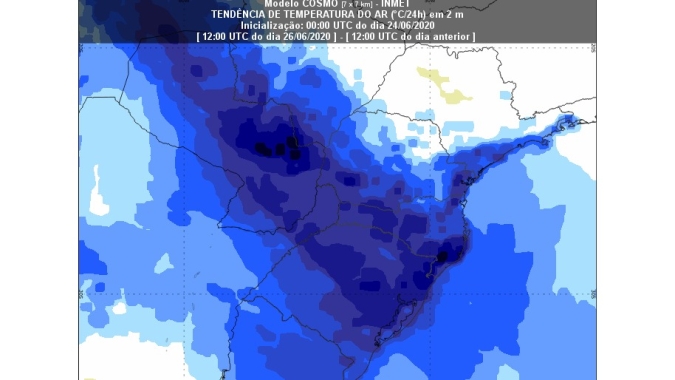 RS tem previsão de granizo, queda nas temperaturas e geadas para os próximos dias