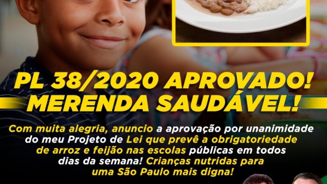 Projeto de lei que torna obrigatório arroz e feijão nas escolas é aprovado em São Paulo