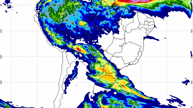 Modelos começam indicar chuvas para PR, SC e MS: Sistemas passam rápido, mas com bons volumes
