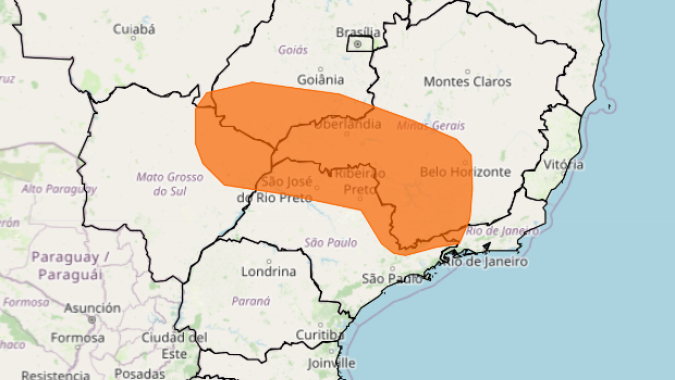Chuvas ganham força sobre pontos do Centro-Oeste e do Sudeste na madrugada desta quarta-feira (16)
