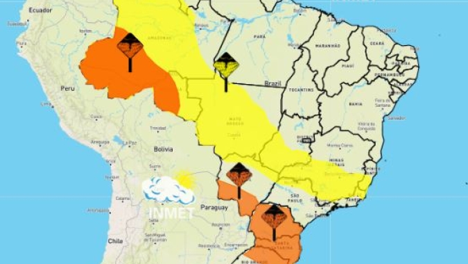Previsão: Inmet emite alerta de tempestade intensa em boa parte do país; Atenção para granizo no Sul
