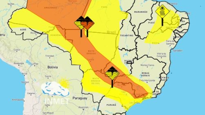 Inmet: Brasil Central volta a ficar em alerta para pancadas de chuvas intensas nesta 4ª feira