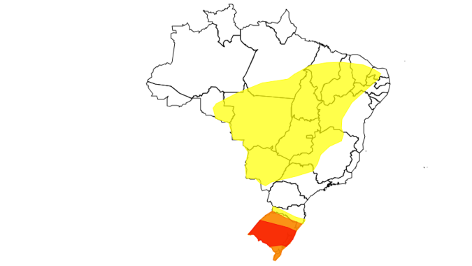 Alerta vermelho do Inmet coloca Rio Grande do Sul em risco de temporais, enchentes e ventos de até 100 km/h