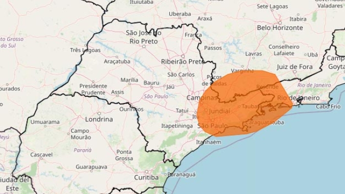 Áreas de São Paulo, Minas Gerais e Rio de Janeiro têm alerta para tempestades com risco de granizo