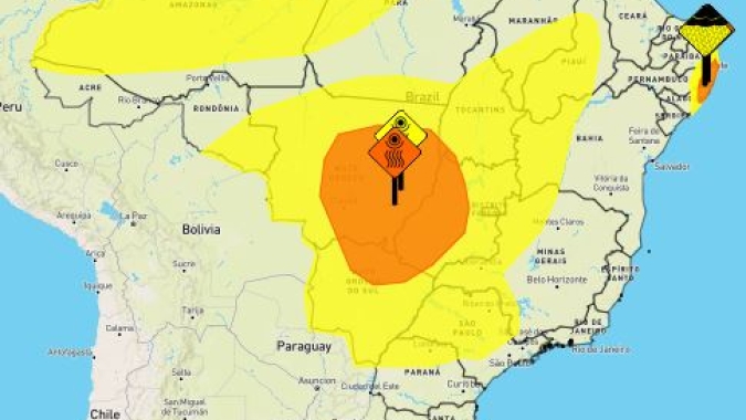Inmet volta a emitir alerta para baixa umidade relativa do ar em boa parte do Brasil nesta 3ª feira