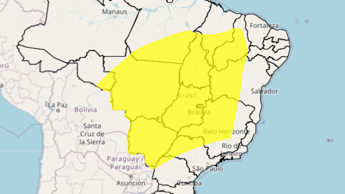 Ausência de chuvas e baixa umidade predominam sobre o Brasil, aponta Inmet