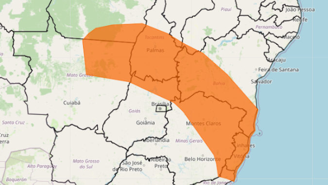 Inmet alerta para possibilidade de tempestades em áreas ao norte das regiões Centro-Oeste e Sudeste
