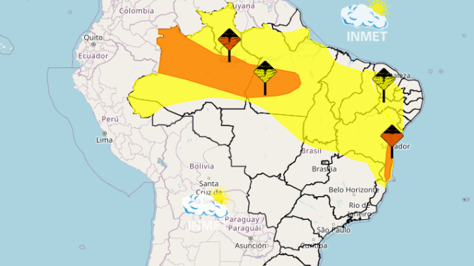 Regiões Norte e Nordeste têm alertas para chuvas intensas nesta quarta e quinta-feira