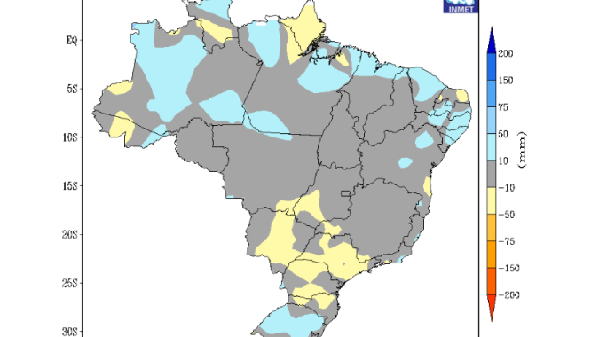Prognóstico de chuvas para junho indica restrição hídrica no Matopiba e condição favorável no Centro-Oeste e Sudeste