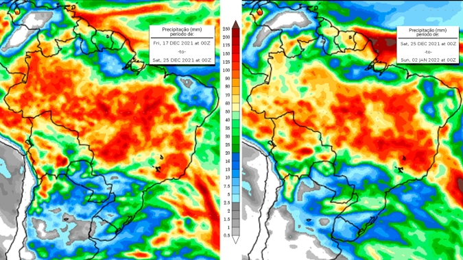 Mapas mostram poucas chuvas para o Sul do Brasil até o final do ano o que pode agravar situação das lavouras