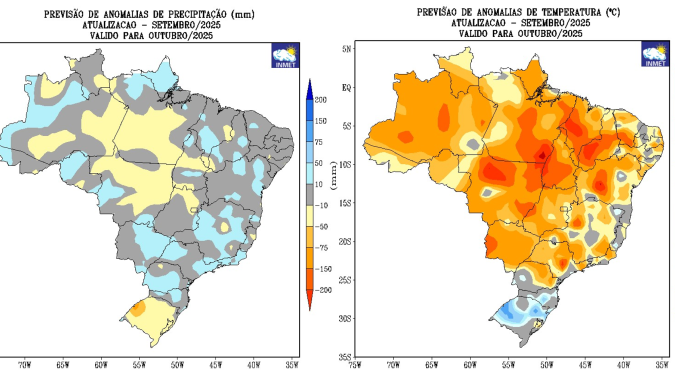 Inmet: Projeção de chuvas para outubro destaca restrição hídrica para as culturas de verão no Centro-Oeste