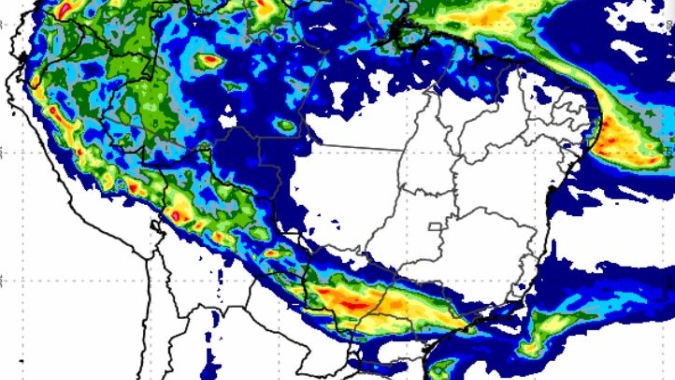 Frente fria aumenta instabilidade em áreas do Centro-Oeste e Sudeste do Brasil nesta 4ª feira