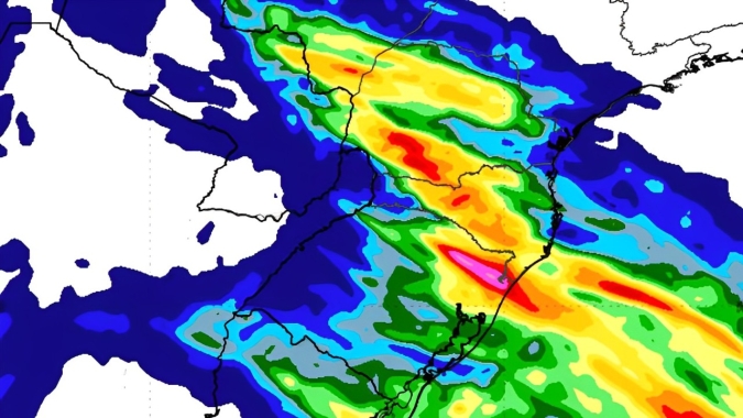 Chuva se propaga pela região Sul, chega até o norte do Paraná e traz mais riscos para o Rio Grande do Sul