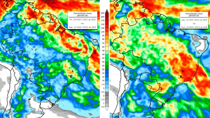 Região Sul deve ter pouca chuva nos próximos 10 dias com acumulados que não passam de 50 mm
