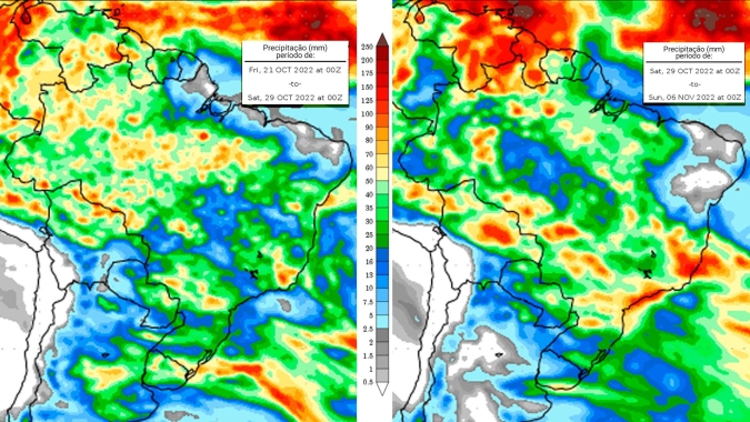 Chuvas chegam na área Central e deve aliviar áreas de calorão no final de semana; Matopiba também se beneficia