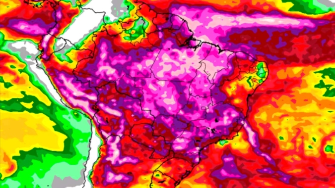Mudança no Sul só na virada do mês: Até lá, calor de 40ºC no RS e chuva volumosa no Centro do BR