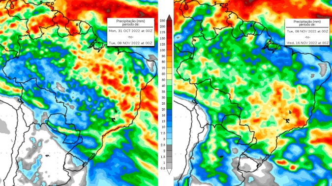 Após semana fria e seca em grande parte do país, nova rodada de chuva está prevista , beneficiando regiões produtoras do Sul, Sudeste, Centro-Oeste