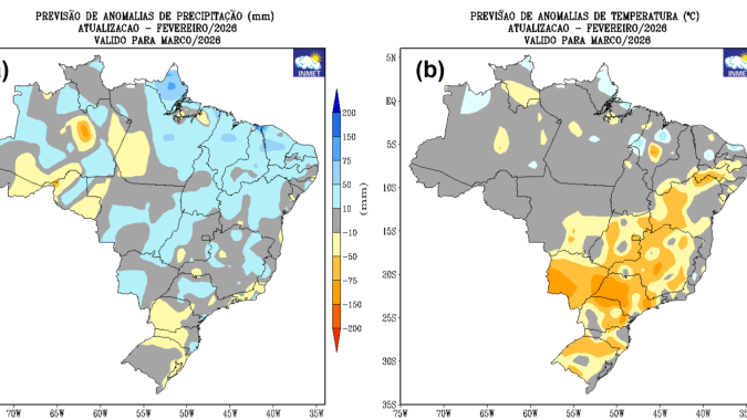 Março deve manter umidade no Centro-Oeste e Sudeste, mas preocupa no Sul, aponta Inmet