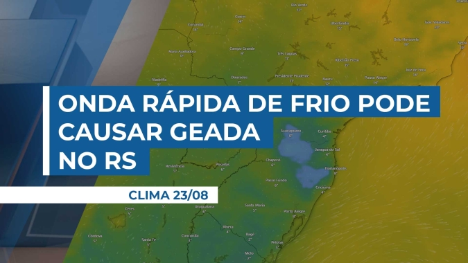 Final de semana até terça-feira, onda de frio deve passar como susto, podendo causar geadas na região Sul