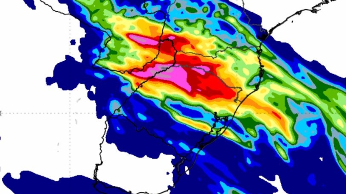 Inmet alerta para muito granizo no MS e no Paraná e frio chegando para derrubar em até 10ºC as temperaturas