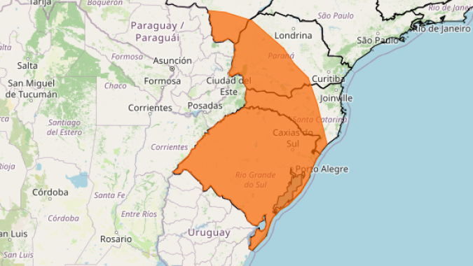 Inmet alerta para tempestades com avanço de ciclone extratropical no Sul do Brasil
