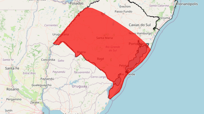 Inmet emite alerta vermelho para tempestades no Rio Grande do Sul