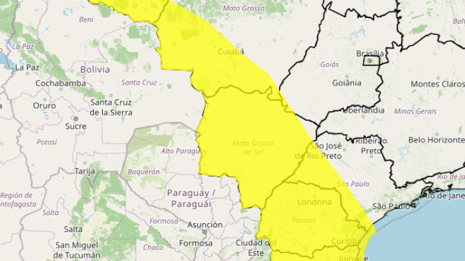 Inmet alerta para tempestades em áreas Sul, Sudeste e Centro-Oeste do Brasil
