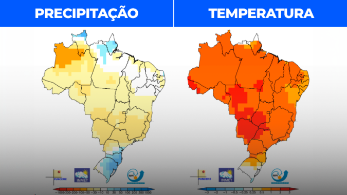 Inmet divulga boletim agroclimatológico para julho, agosto e setembro com chuvas abaixo da média na maior parte do país