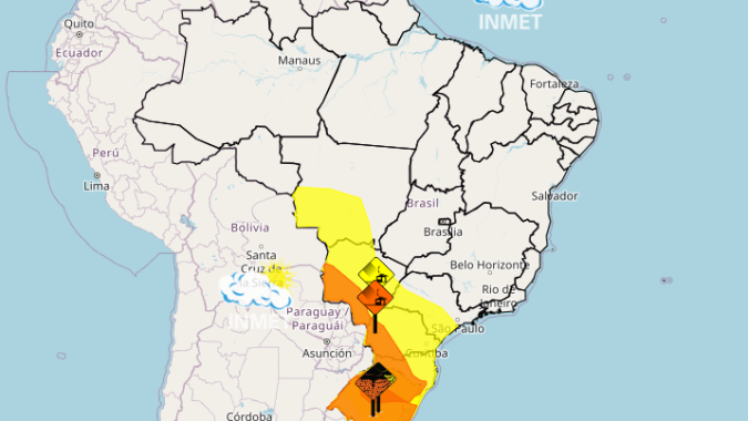 Inmet mantém alertas para tempestades no Rio Grande do Sul e vendavais no Centro-Sul