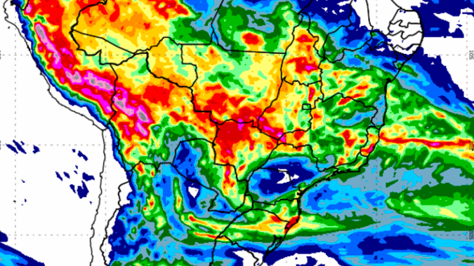 Inmet: Chuvas podem superar 100 mm no sul de Mato Grosso, Goiás, norte de Mato Grosso do Sul e áreas de Minas Gerais nos próximos dias